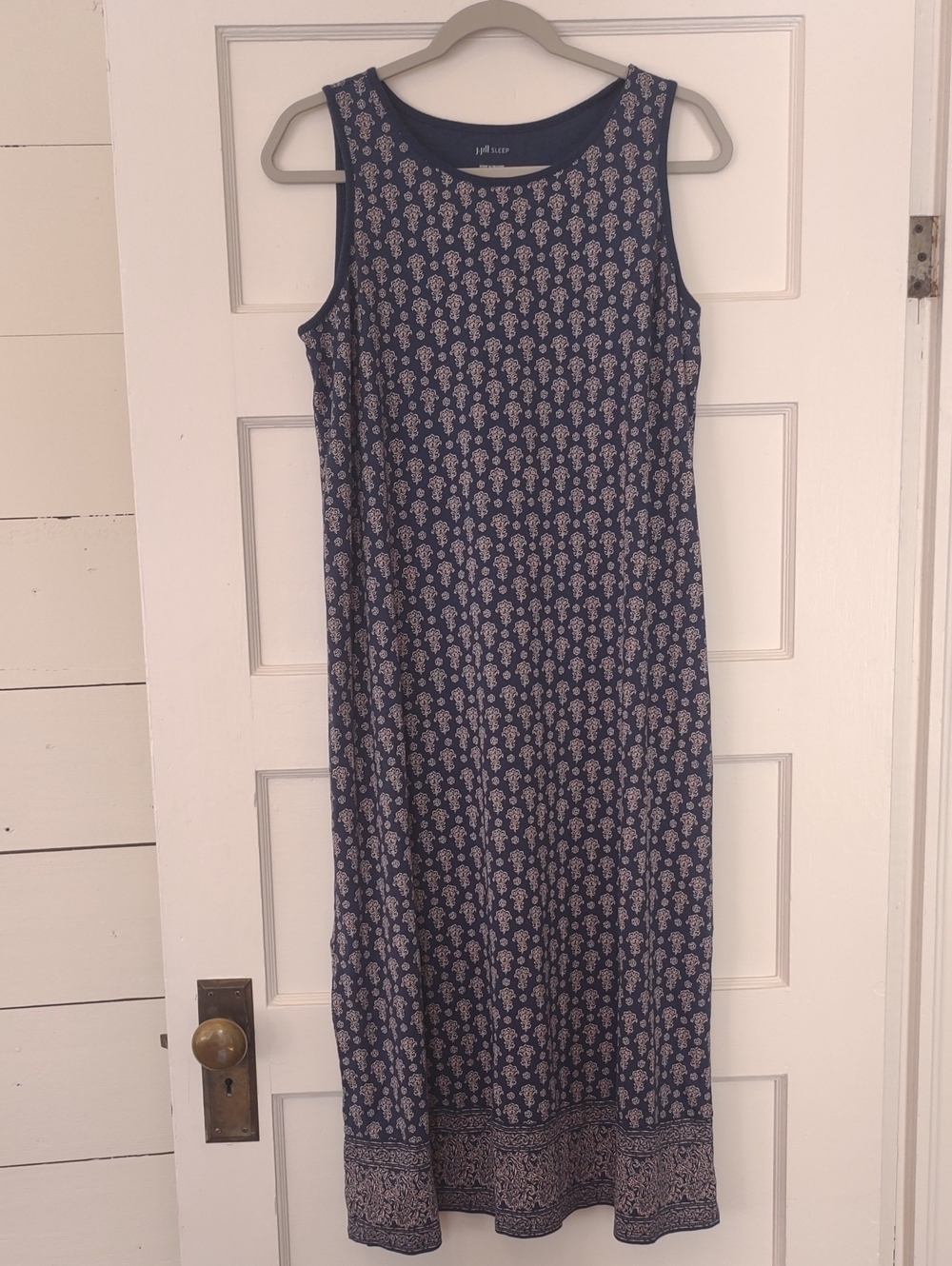 J. Jill Navy and White Sleeveless Printed Maxi Dress